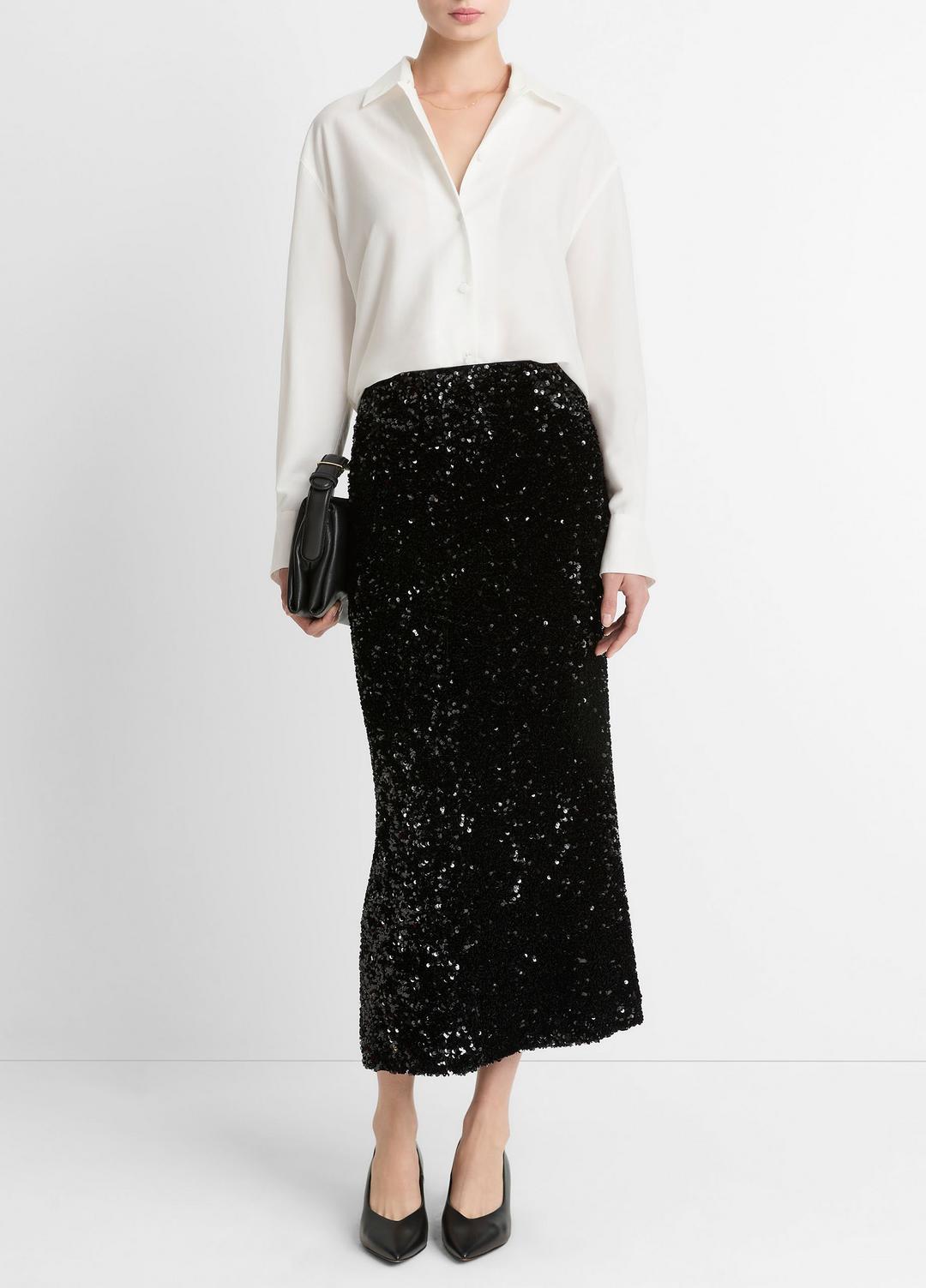 Sequined Velvet Column Skirt in Skirts | Vince outlet