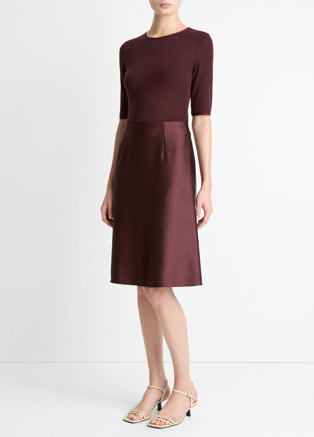 Satin A-Line Knee Skirt in Skirts | Vince US