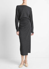 Draped-Waist Wool-Blend Midi Skirt in Skirts | Vince for sale