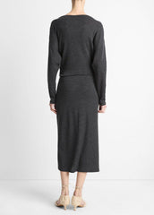Draped-Waist Wool-Blend Midi Skirt in Skirts | Vince for sale
