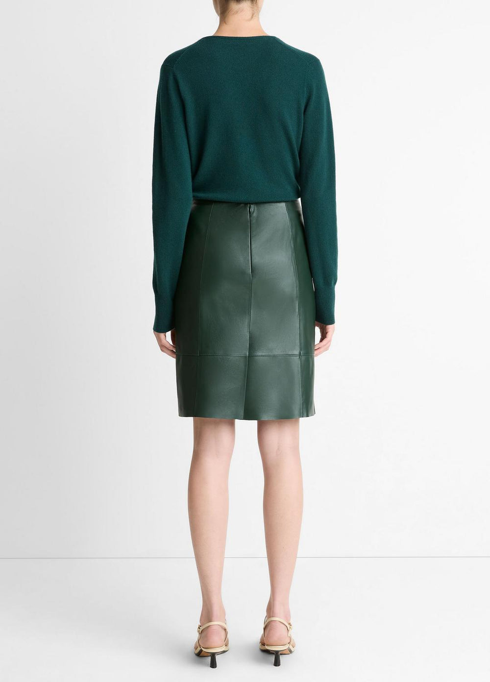 Leather Flared Knee Skirt in Skirts | Vince US