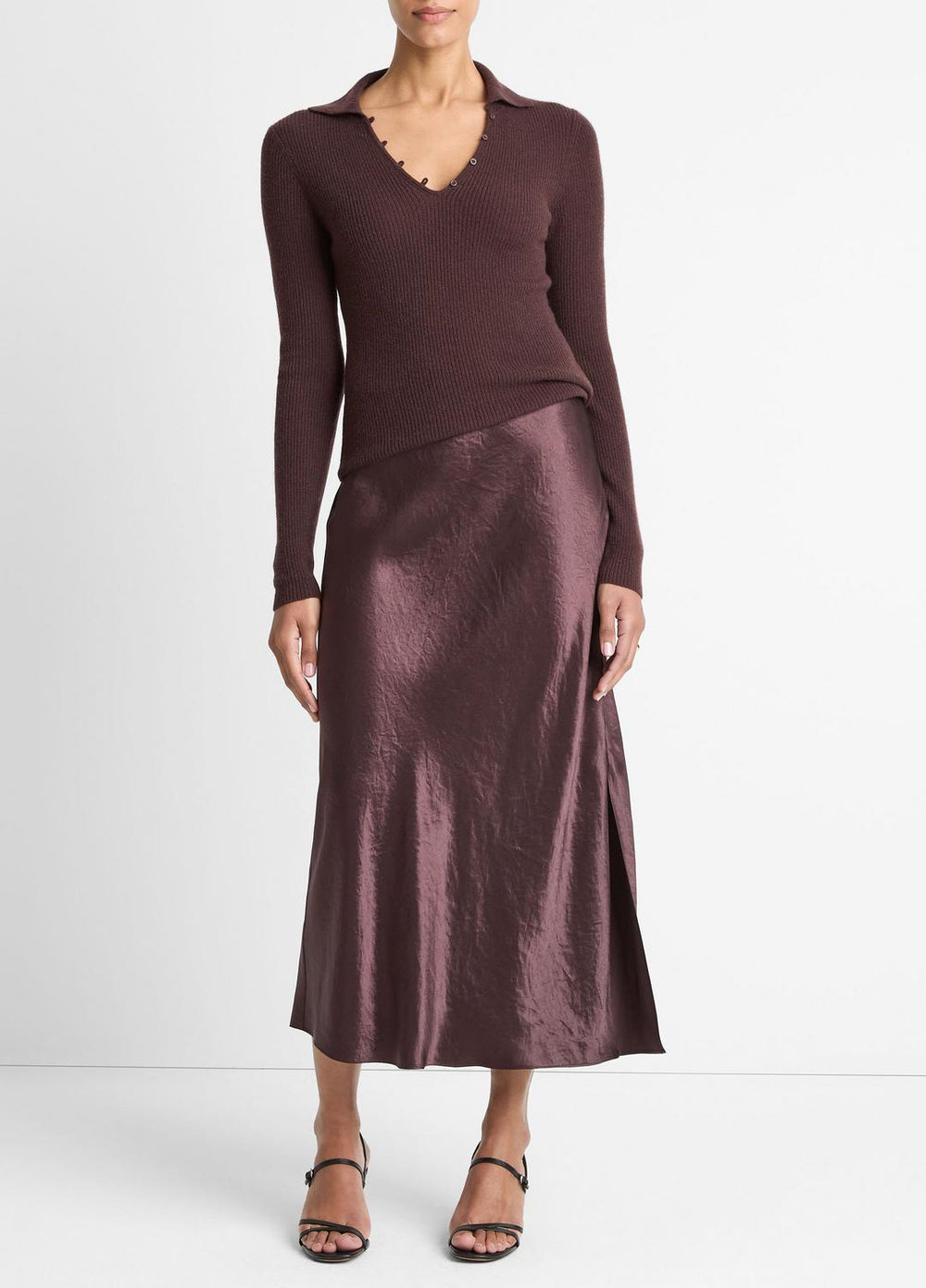 Satin Side-Slit Slip Skirt in Skirts | Vince Online