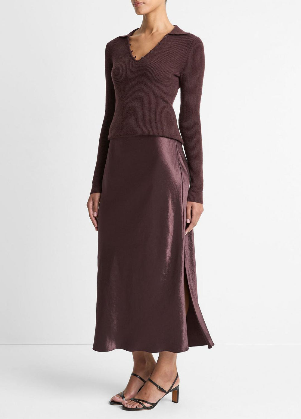 Satin Side-Slit Slip Skirt in Skirts | Vince Online