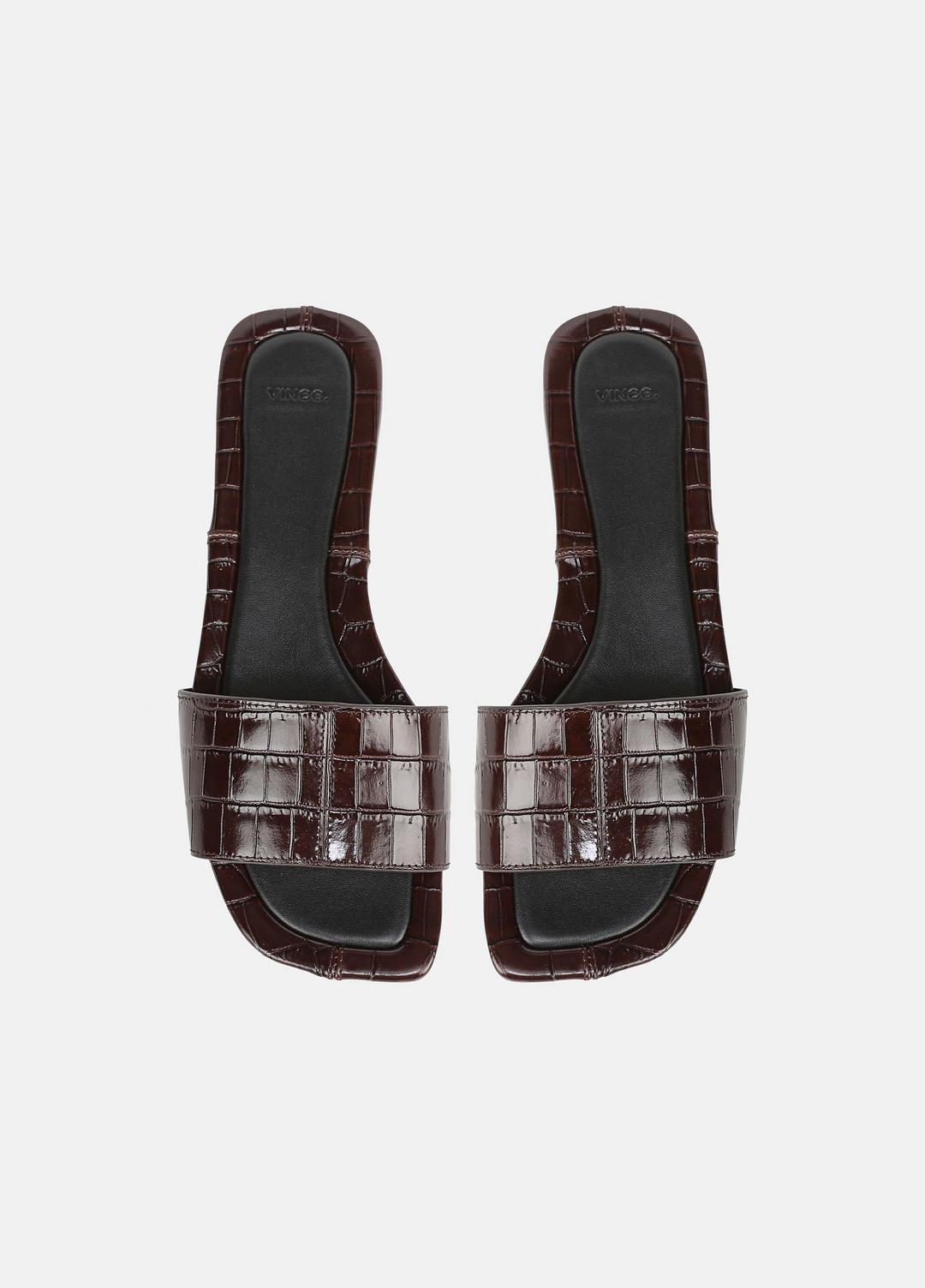 Valeria Croc-Embossed Leather Slide Sandal in Sandals | Vince near me