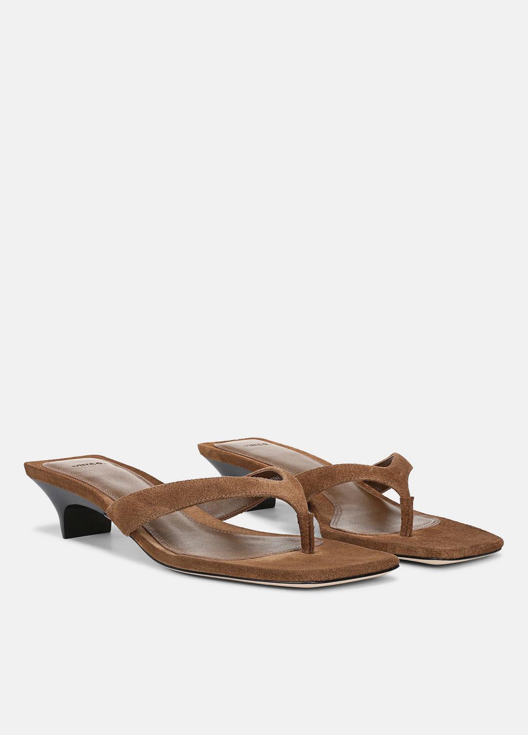 San Juan Suede Heeled Thong Sandal in Sandals | Vince US
