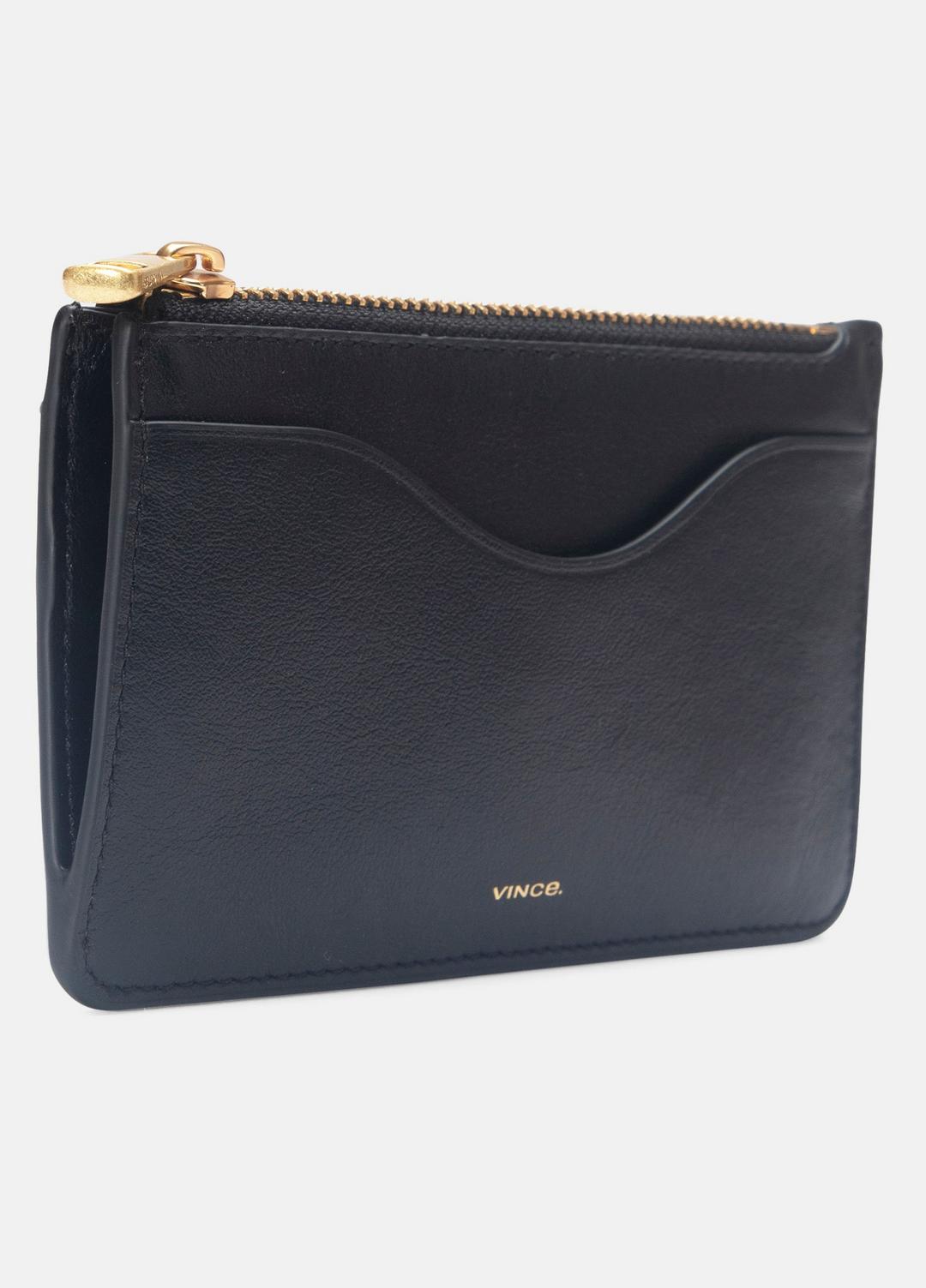 Leather Zip-Top Card Case in Handbags | Vince US