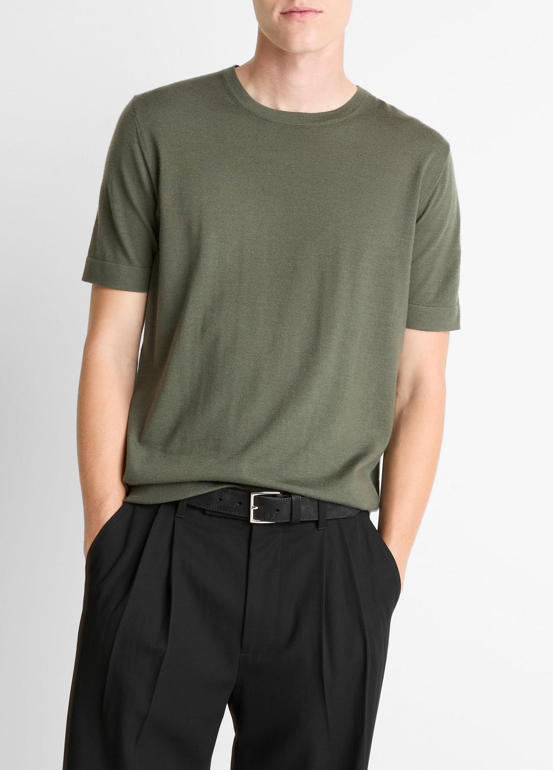 Featherweight Merino Wool-Cashmere Short-Sleeve Sweater in Short Sleeve | Vince for sale