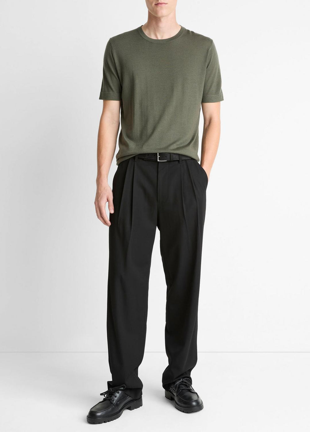 Featherweight Merino Wool-Cashmere Short-Sleeve Sweater in Short Sleeve | Vince for sale