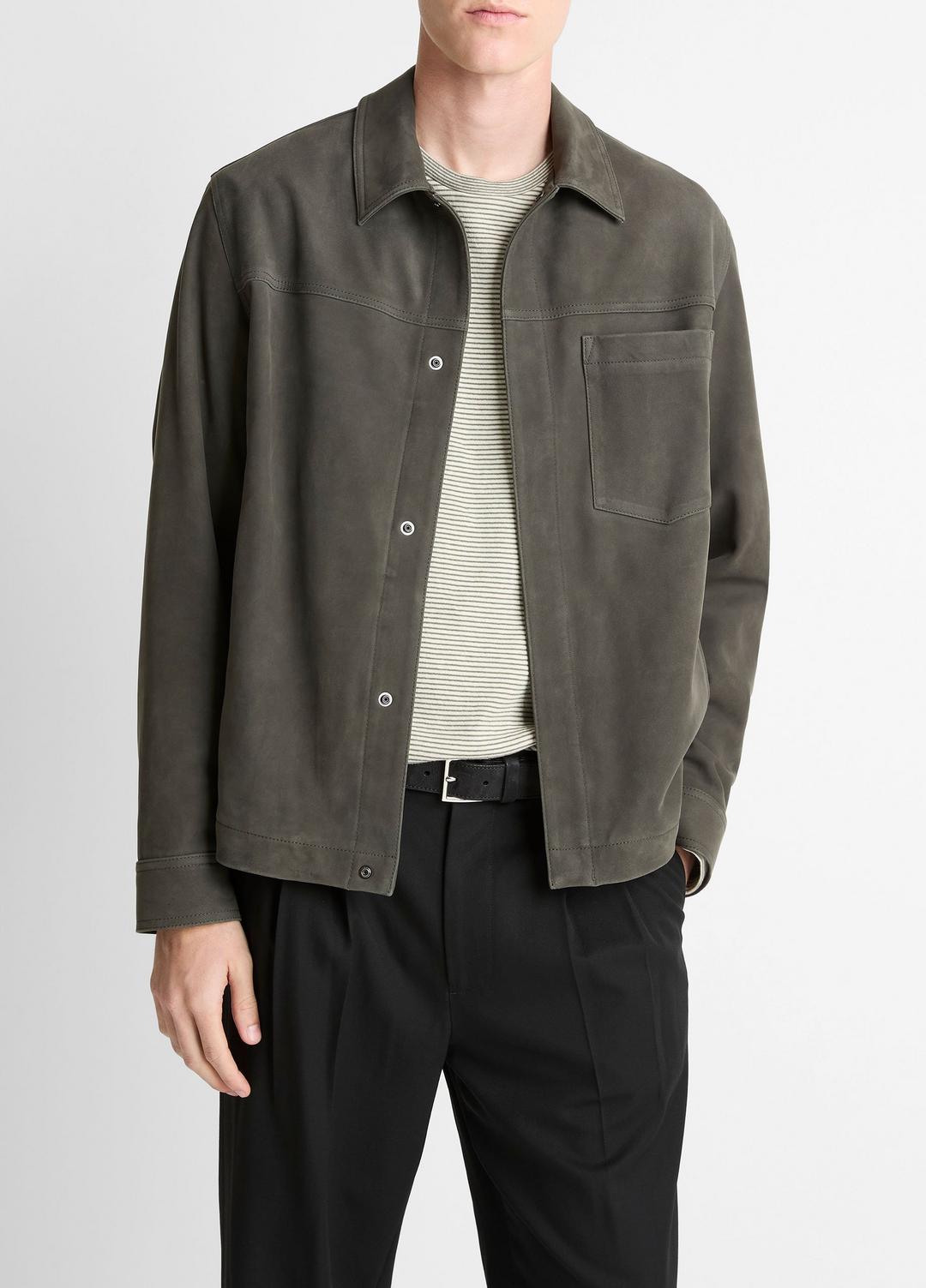 Nubuck Leather Trucker Jacket in Leather Jackets | Vince US