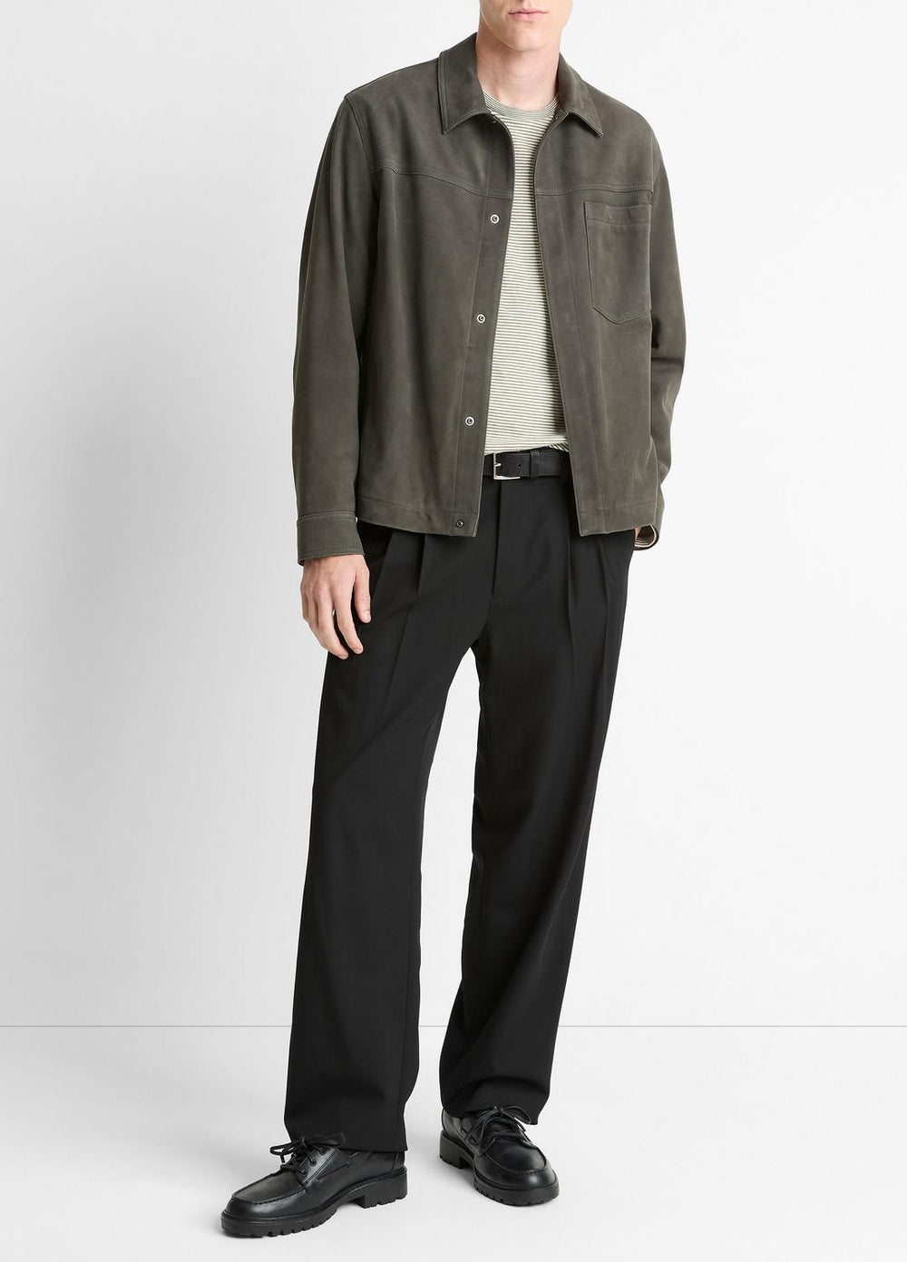 Nubuck Leather Trucker Jacket in Leather Jackets | Vince US