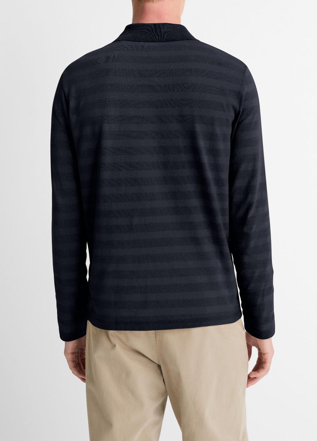 Jacquard-Stripe Cotton Long-Sleeve Polo Shirt in Long Sleeve | Vince Online