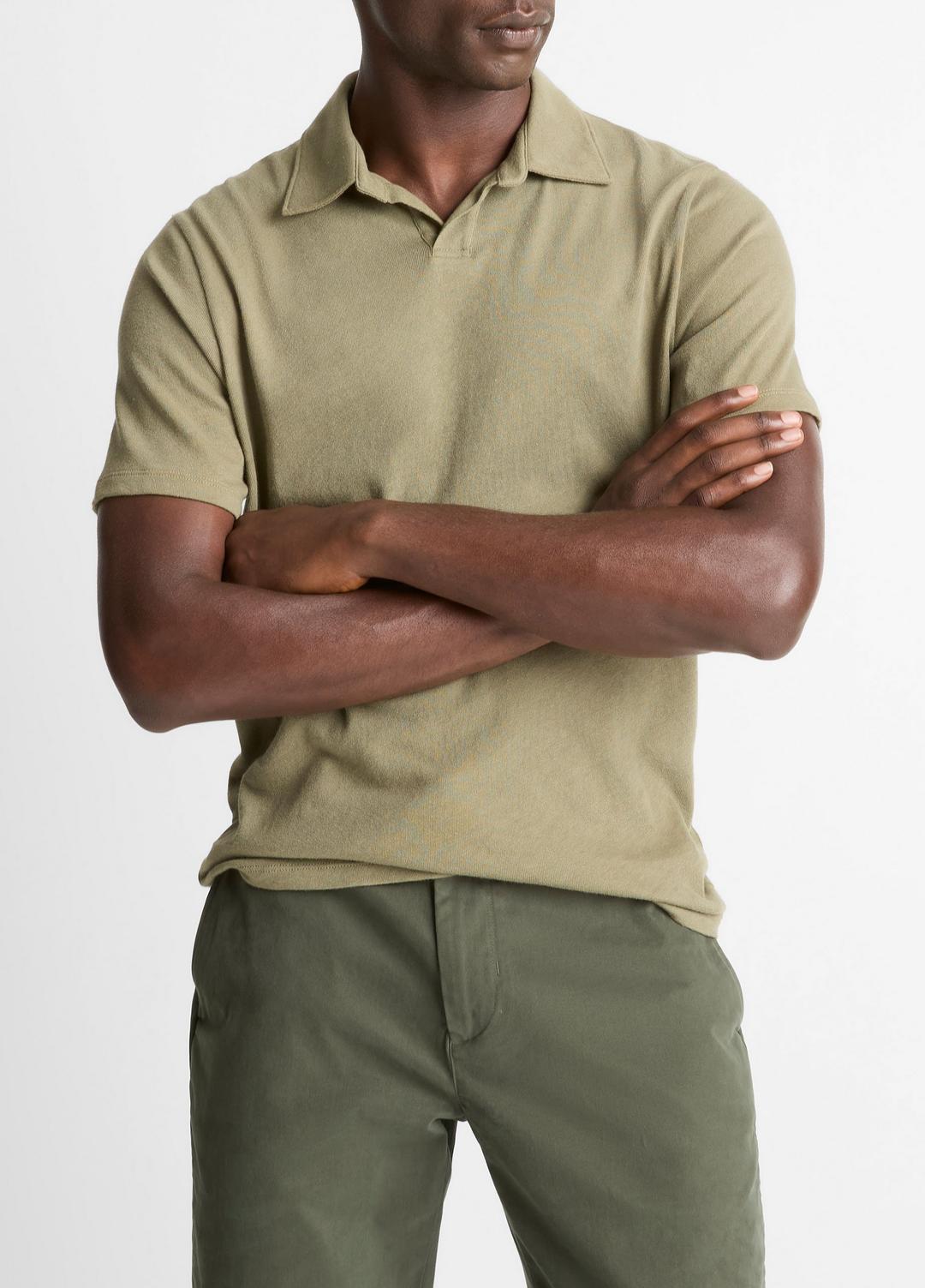 Cotton Johnny-Collar Polo Shirt in Henleys & Polos | Vince near me