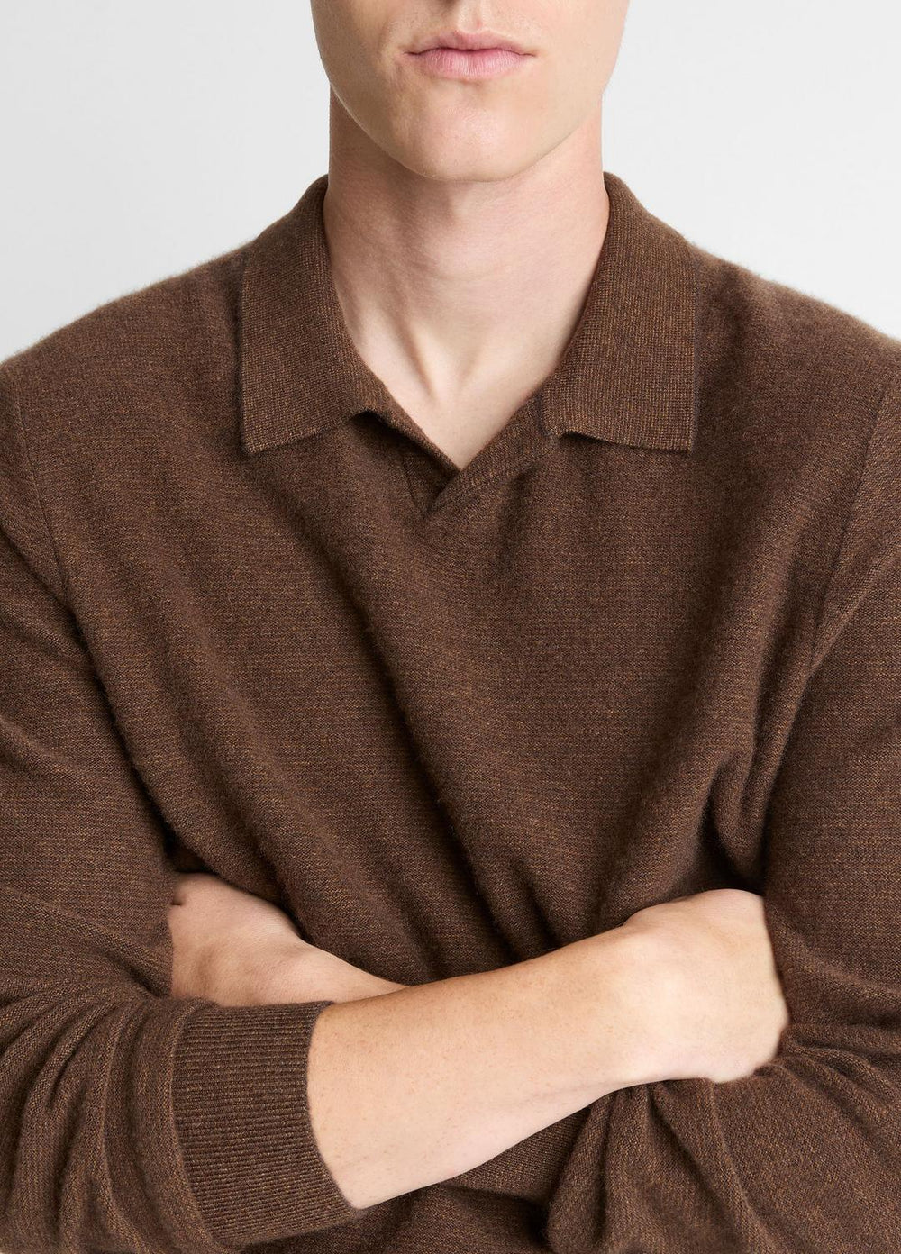 Feed Stripe Plush Cashmere Johnny-Collar Sweater in Cashmere | Vince for sale
