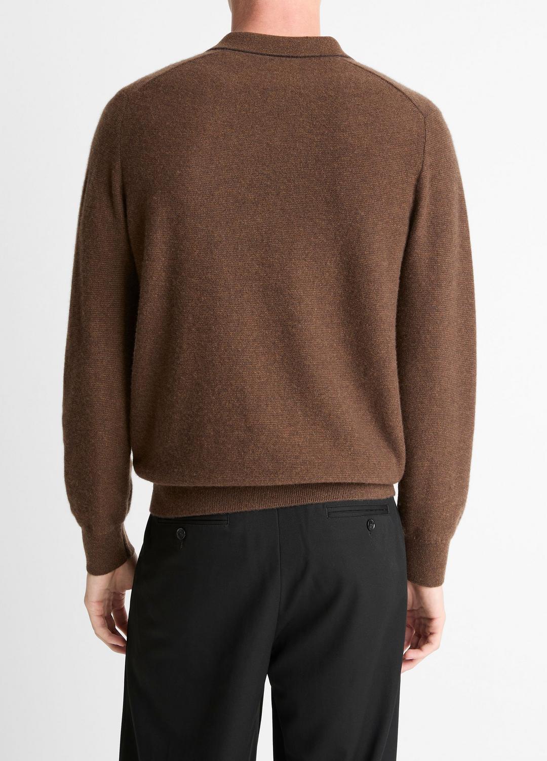 Feed Stripe Plush Cashmere Johnny-Collar Sweater in Cashmere | Vince for sale