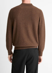 Feed Stripe Plush Cashmere Johnny-Collar Sweater in Cashmere | Vince for sale