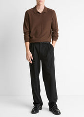 Feed Stripe Plush Cashmere Johnny-Collar Sweater in Cashmere | Vince for sale
