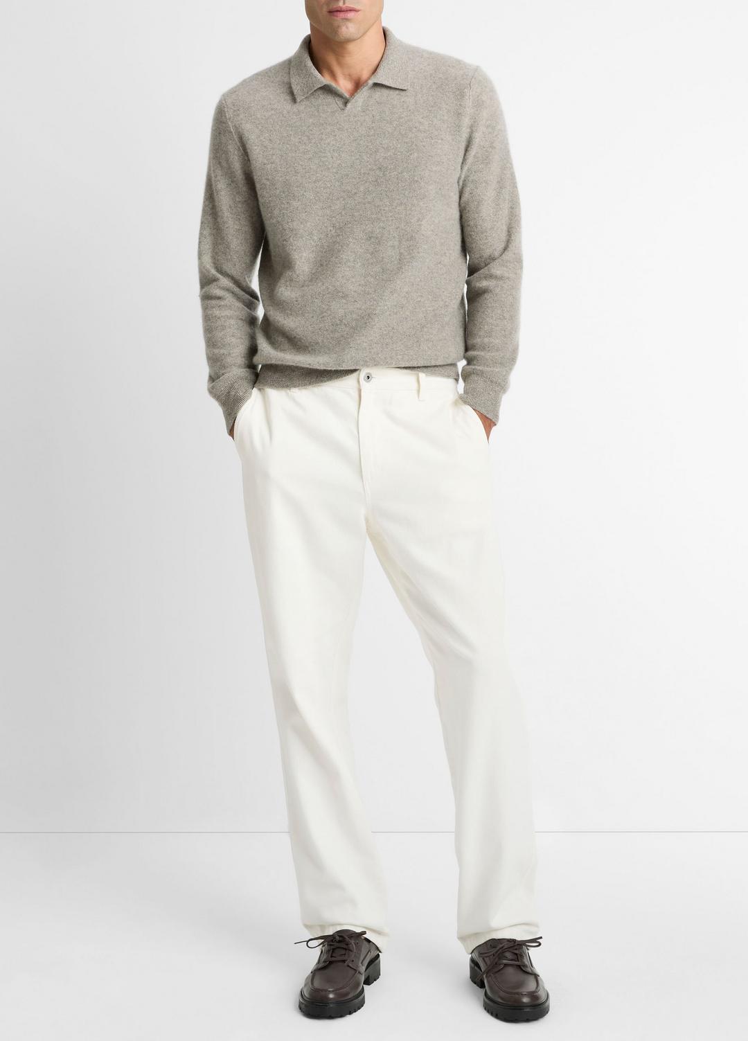 Plush Cashmere Johnny-Collar Polo in Cashmere | Vince on sale