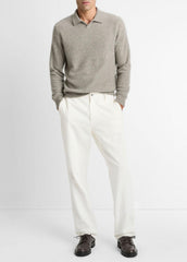 Plush Cashmere Johnny-Collar Polo in Cashmere | Vince on sale
