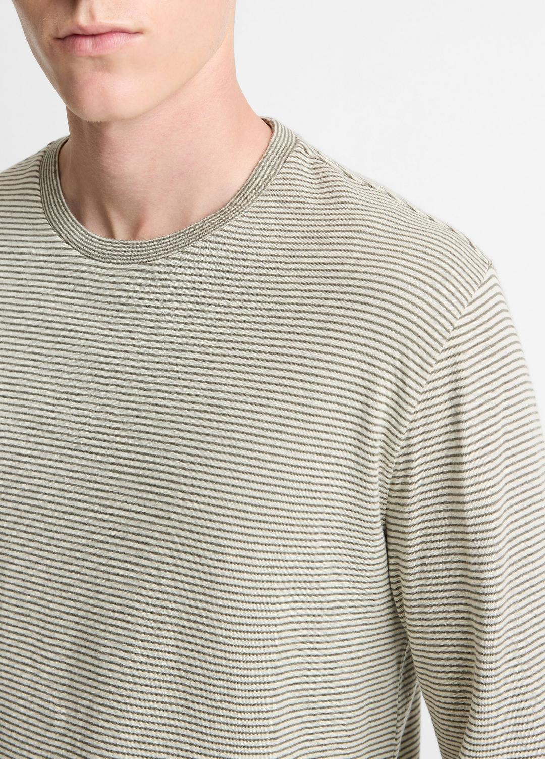 Striped Double-Knit Pima Cotton Long-Sleeve T-Shirt in Long Sleeve | Vince discount