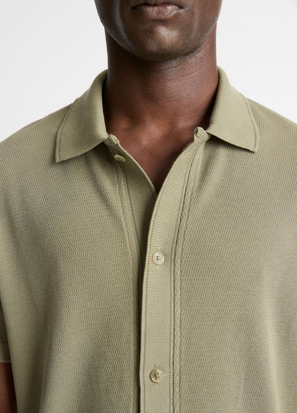 Jacquard-Knit Cotton Short-Sleeve Button-Front Shirt in Short Sleeve | Vince outlet