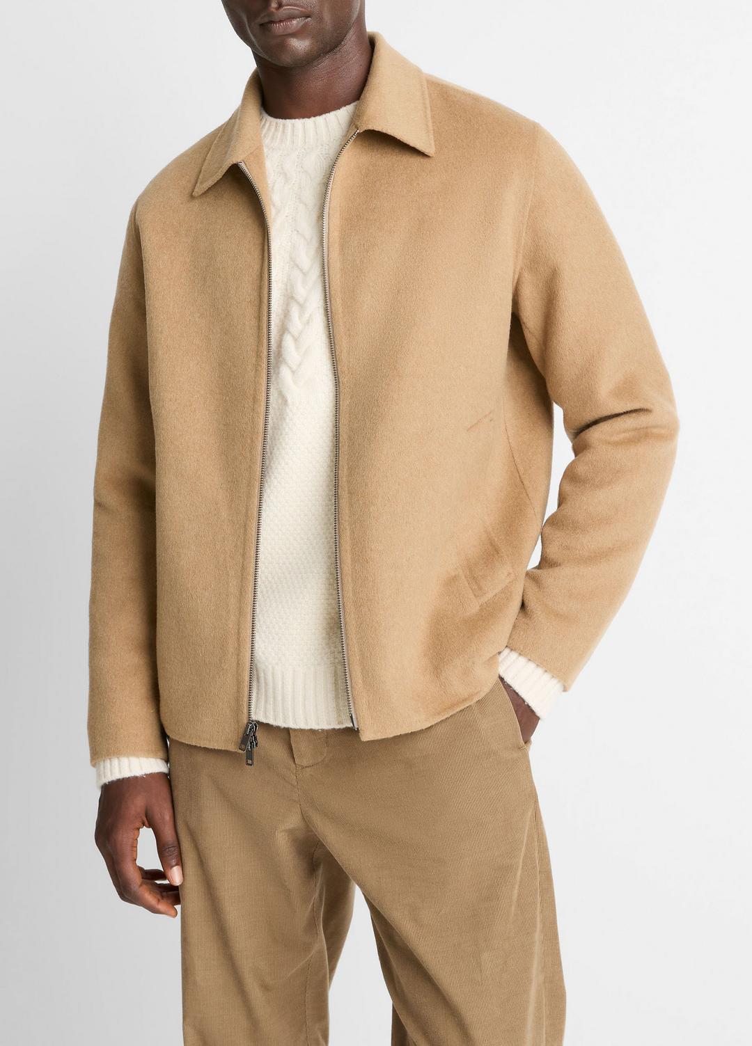 Splittable Wool-Blend Zip-Front Jacket in Jackets | Vince for sale