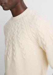 Airspun Merino Wool Cable-Yoke Sweater in Crew Neck | Vince US