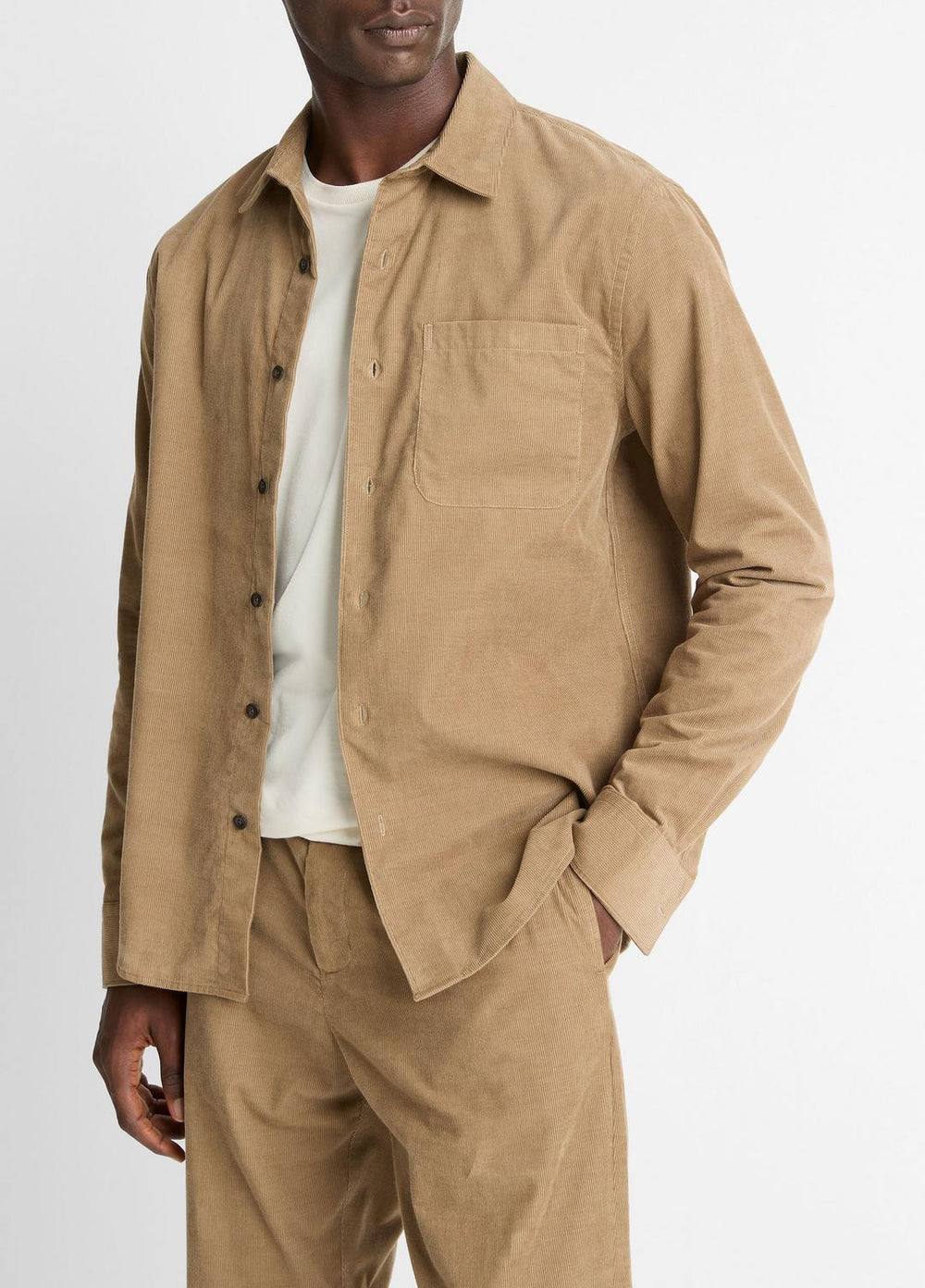 Italian Cotton Corduroy Button-Front Shirt in Long Sleeve | Vince near me