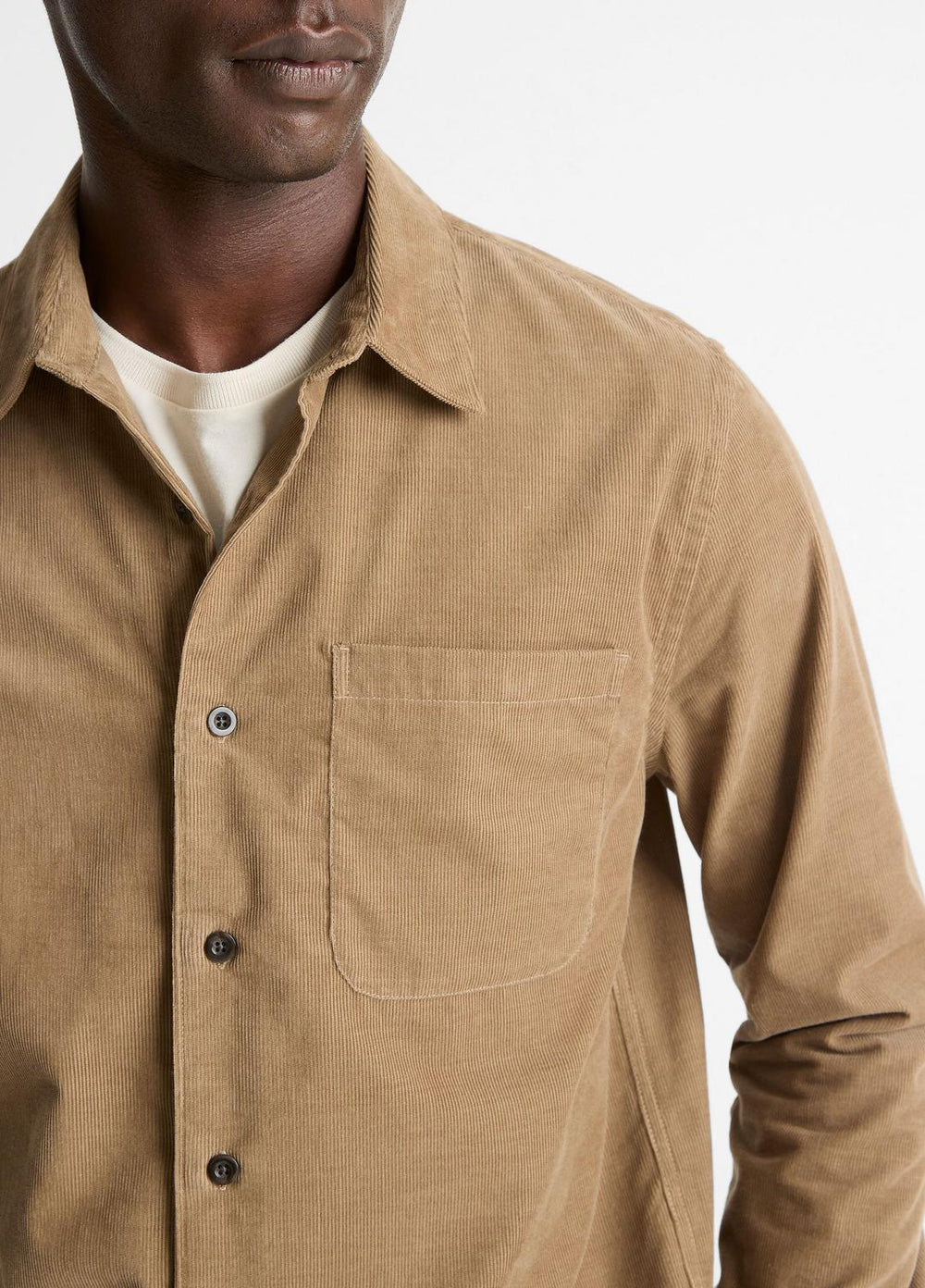 Italian Cotton Corduroy Button-Front Shirt in Long Sleeve | Vince near me