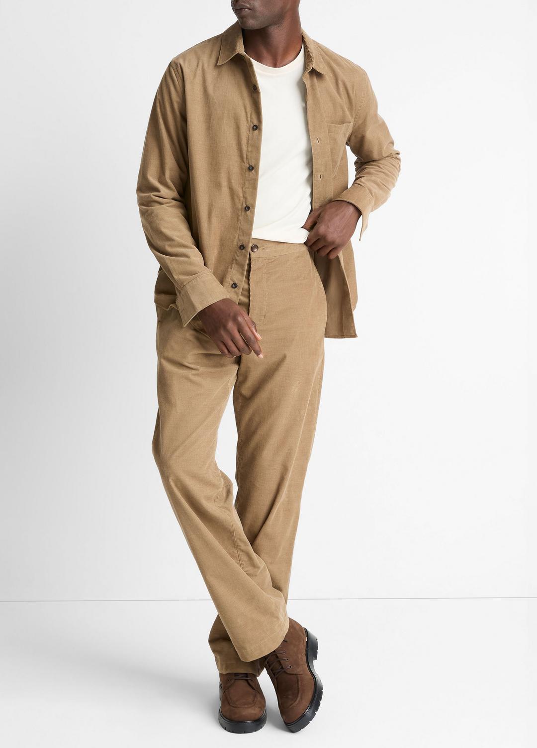 Italian Cotton Corduroy Button-Front Shirt in Long Sleeve | Vince near me