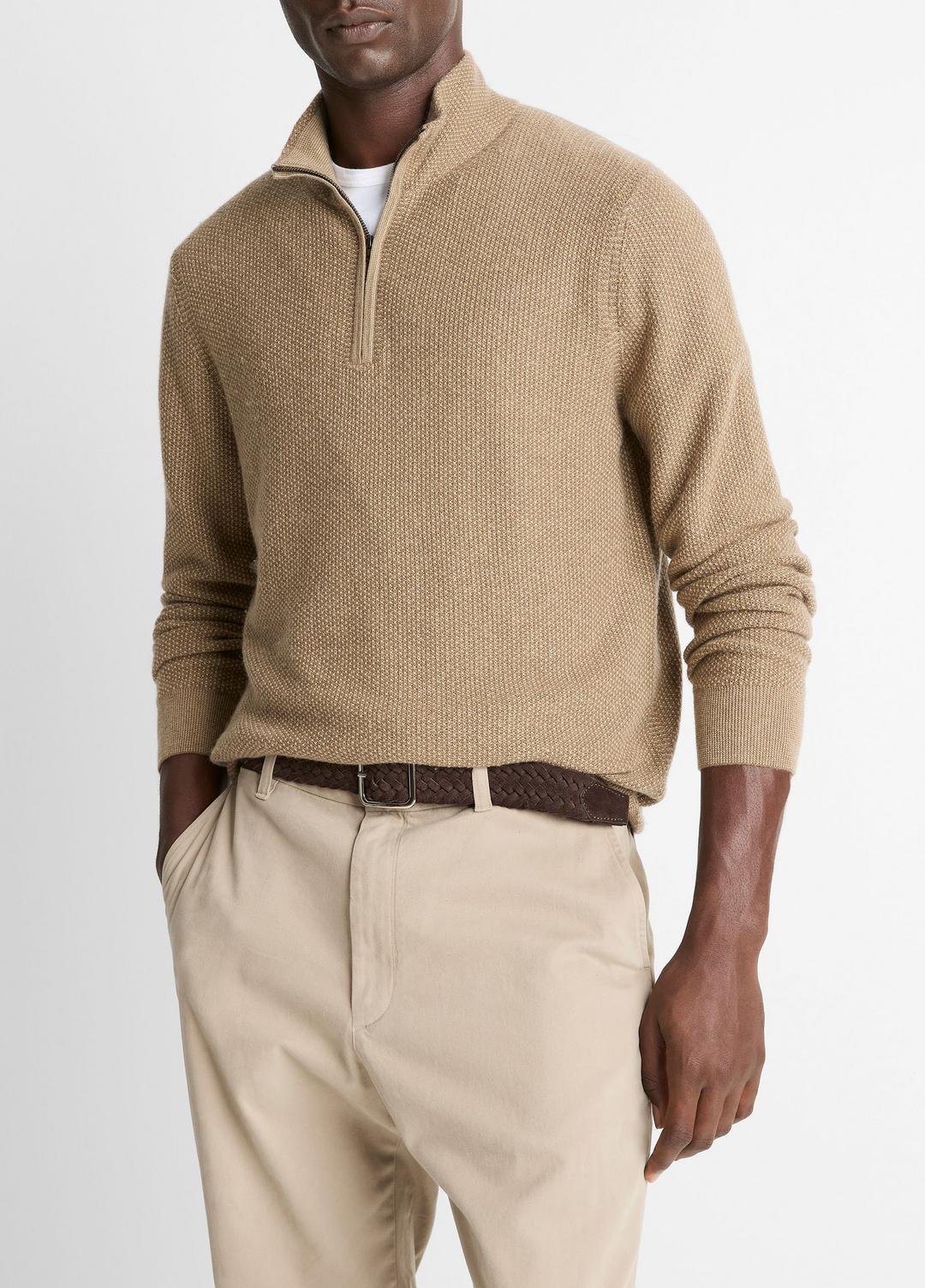 Geo-Jacquard Wool-Blend Quarter-Zip Sweater in Crew Neck | Vince on sale