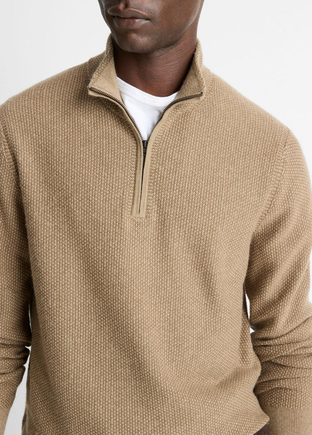 Geo-Jacquard Wool-Blend Quarter-Zip Sweater in Crew Neck | Vince on sale