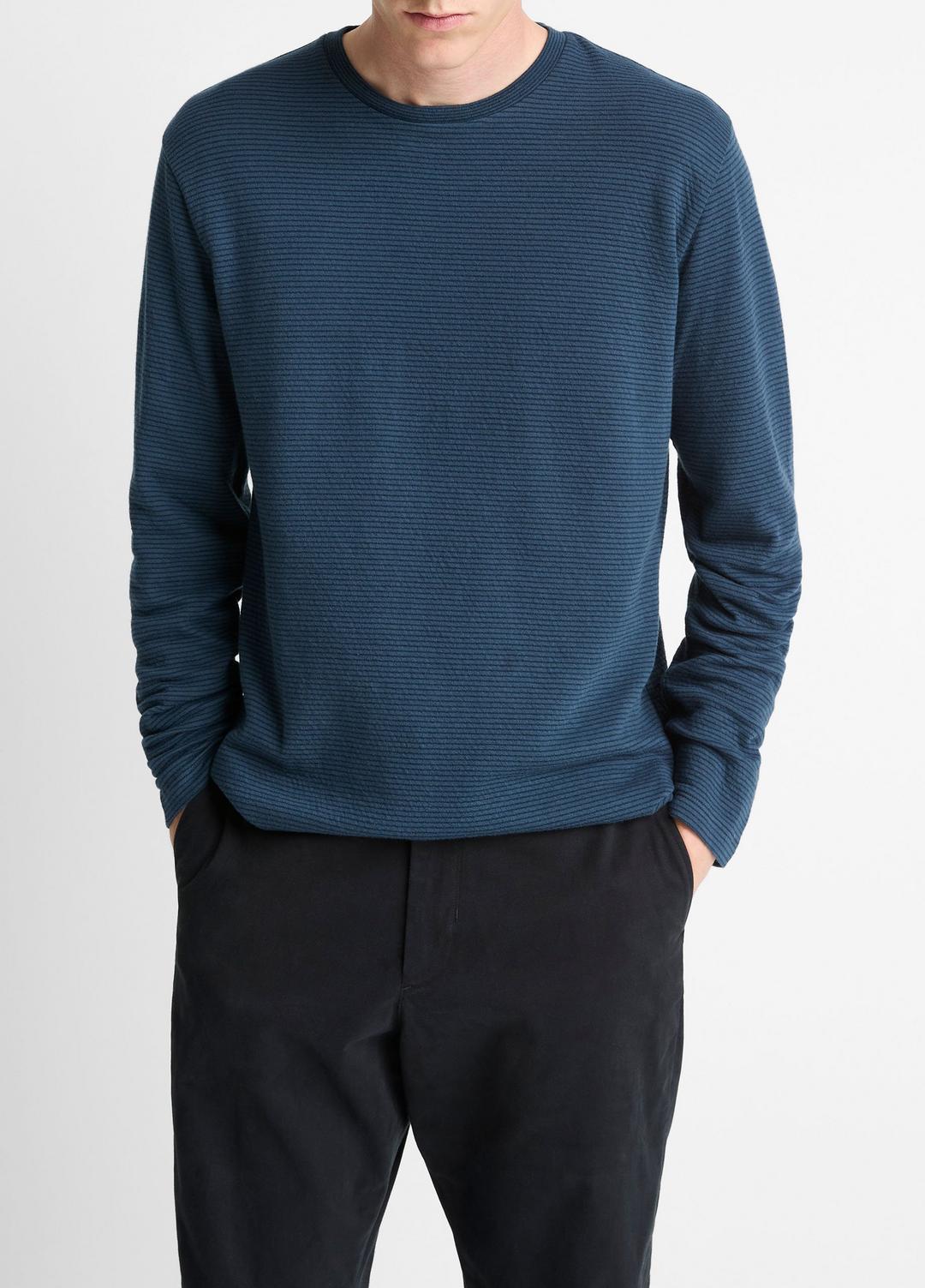 Striped Double-Knit Pima Cotton Long-Sleeve T-Shirt in Long Sleeve | Vince for sale