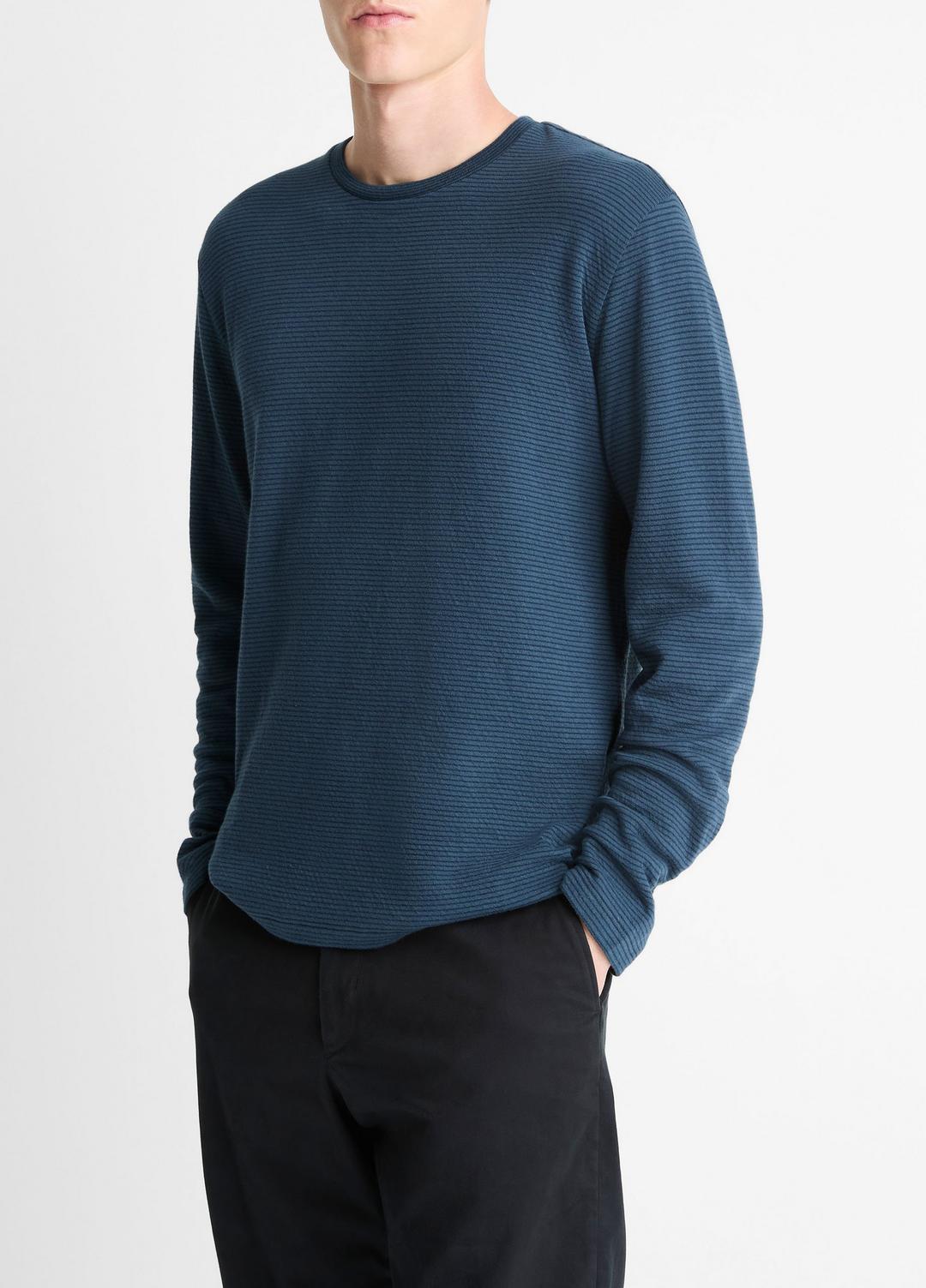 Striped Double-Knit Pima Cotton Long-Sleeve T-Shirt in Long Sleeve | Vince for sale