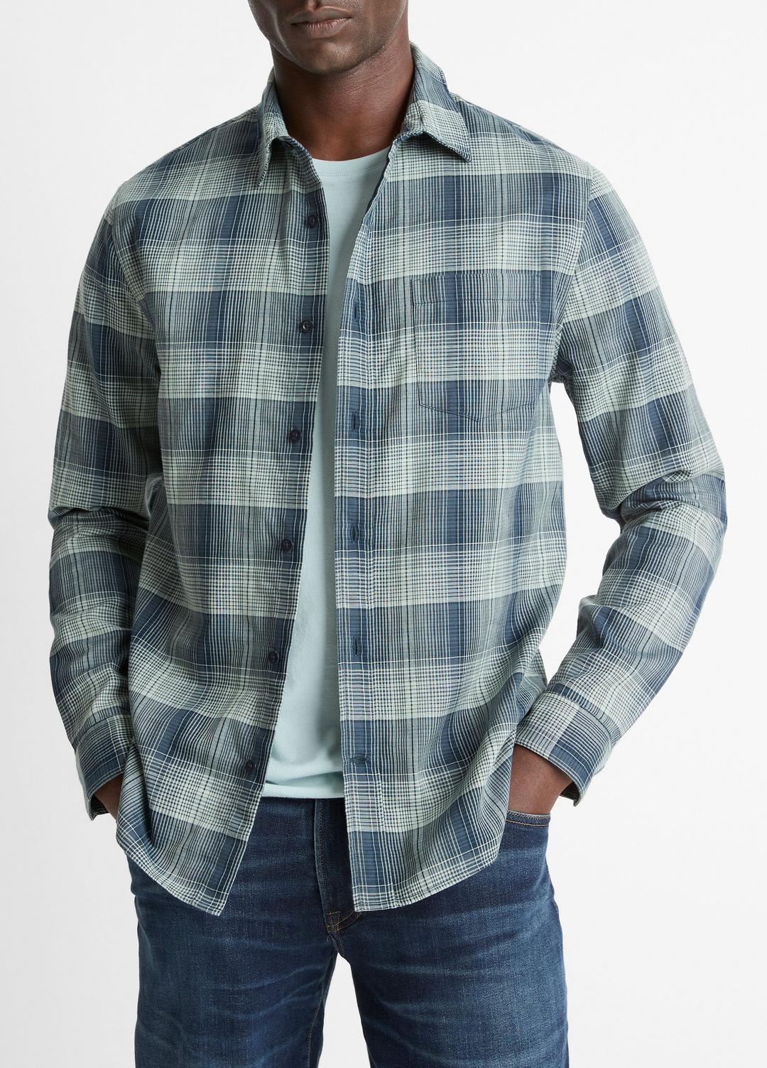 Big Sky Plaid Cotton Button-Front Shirt in Long Sleeve | Vince US
