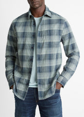 Big Sky Plaid Cotton Button-Front Shirt in Long Sleeve | Vince US
