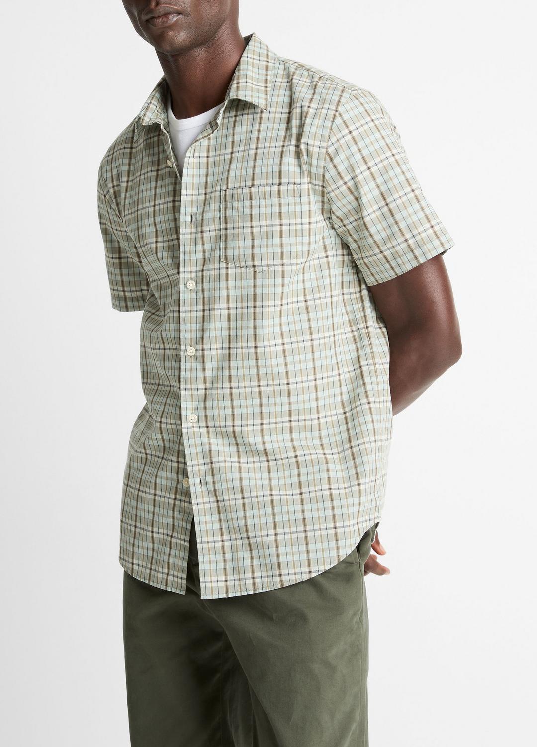 Polson Plaid Cotton Short-Sleeve Button-Front Shirt in Short Sleeve | Vince near me