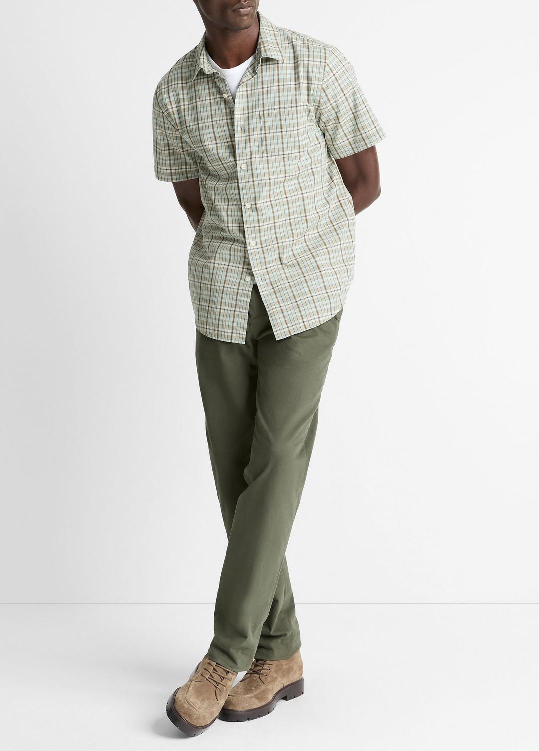 Polson Plaid Cotton Short-Sleeve Button-Front Shirt in Short Sleeve | Vince near me