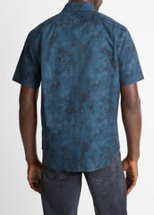 Dyed Camouflage Cotton Short-Sleeve Button-Front Shirt in Short Sleeve | Vince outlet