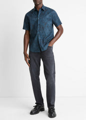Dyed Camouflage Cotton Short-Sleeve Button-Front Shirt in Short Sleeve | Vince outlet