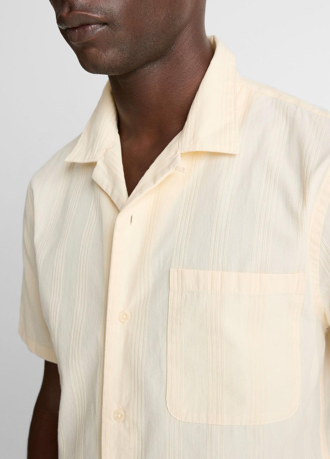 Union Stripe Cotton Short-Sleeve Loop-Collar Shirt in Short Sleeve | Vince sale