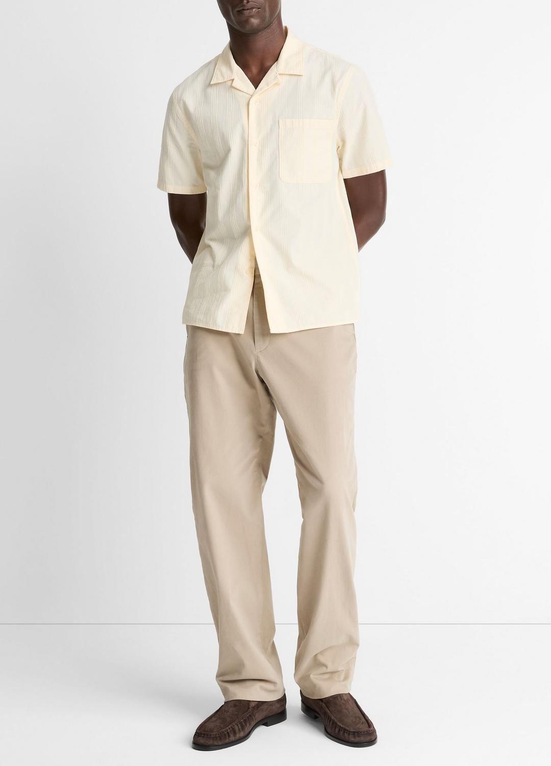 Union Stripe Cotton Short-Sleeve Loop-Collar Shirt in Short Sleeve | Vince sale