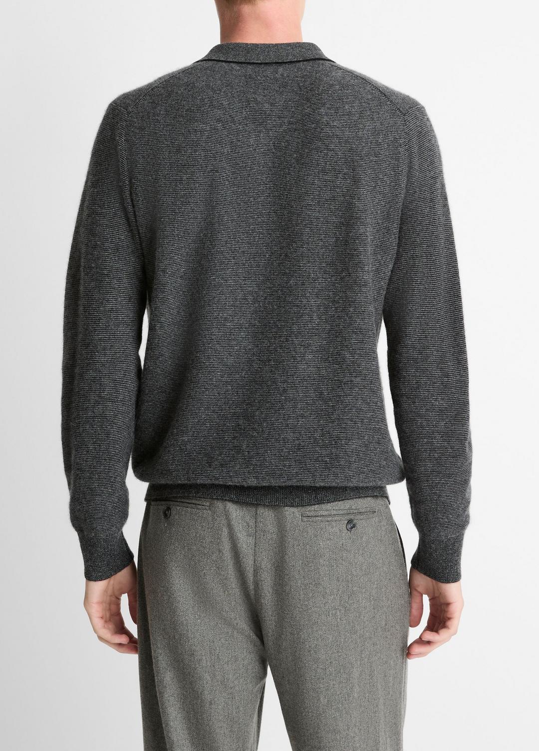 Feed Stripe Plush Cashmere Johnny-Collar Sweater in Cashmere | Vince for sale