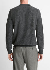 Feed Stripe Plush Cashmere Johnny-Collar Sweater in Cashmere | Vince for sale