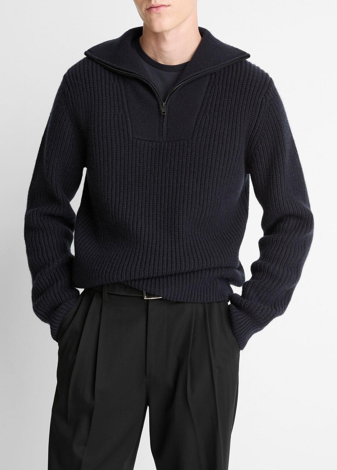Heirloom Shaker Wool-Cashmere Quarter-Zip Sweater in Quarter Zip | Vince US
