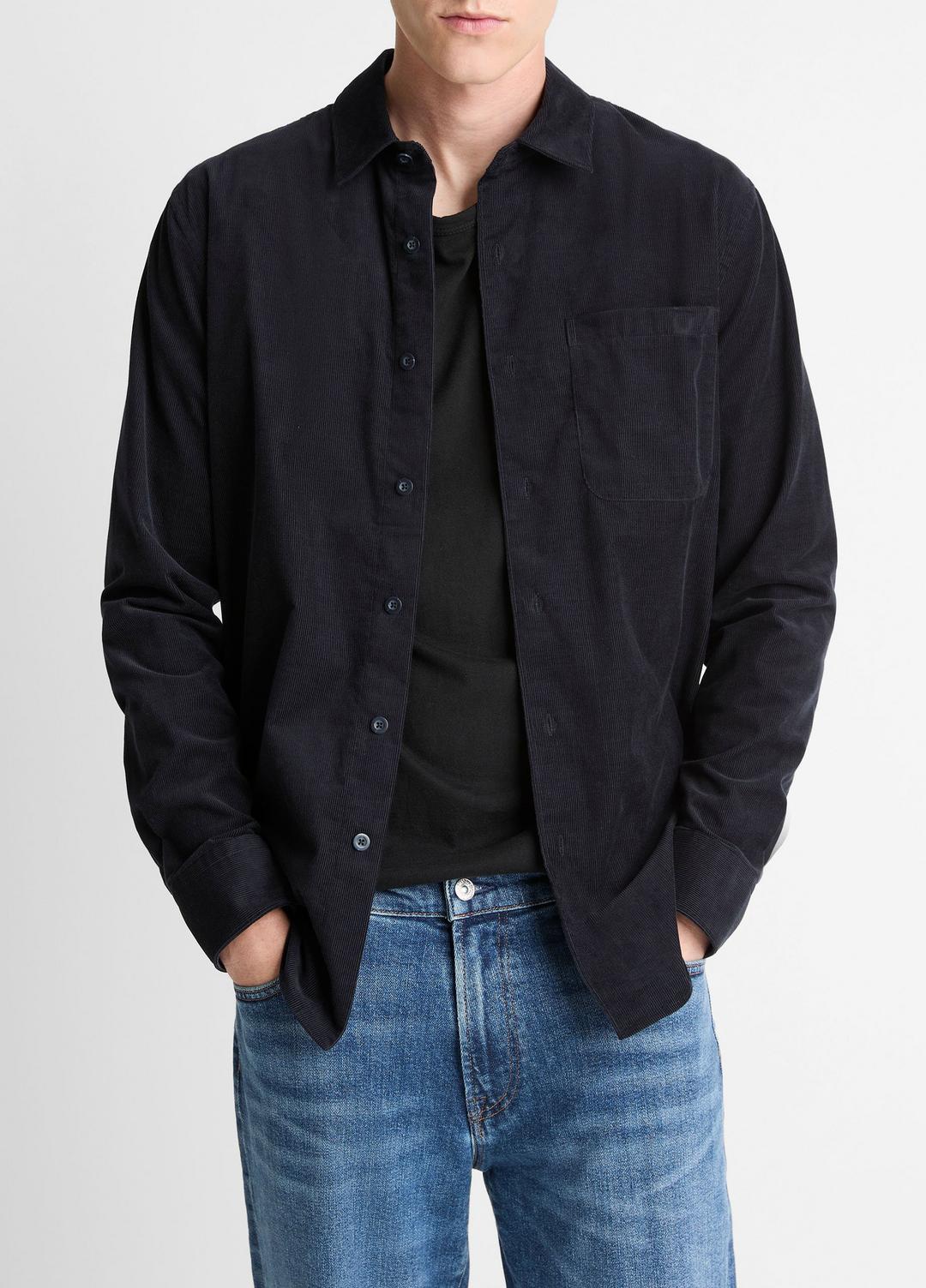 Italian Cotton Corduroy Button-Front Shirt in Long Sleeve | Vince discount