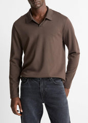 Milano Pima Cotton-Blend Johnny-Collar Shirt in Long Sleeve | Vince sale