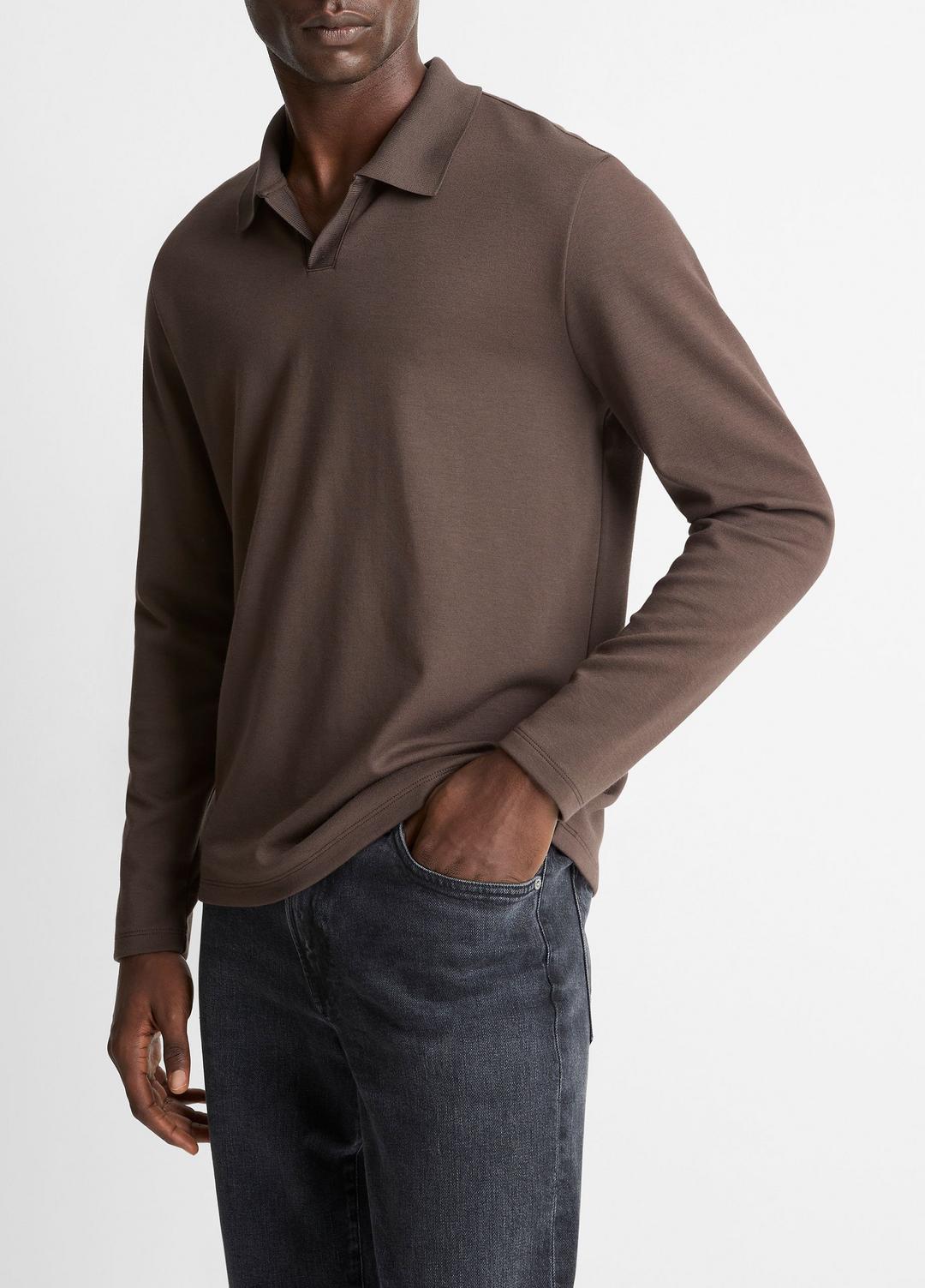 Milano Pima Cotton-Blend Johnny-Collar Shirt in Long Sleeve | Vince sale