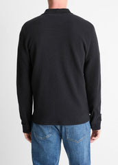 Basket-Weave Cotton Long-Sleeve Polo Shirt in Henleys & Polos | Vince US