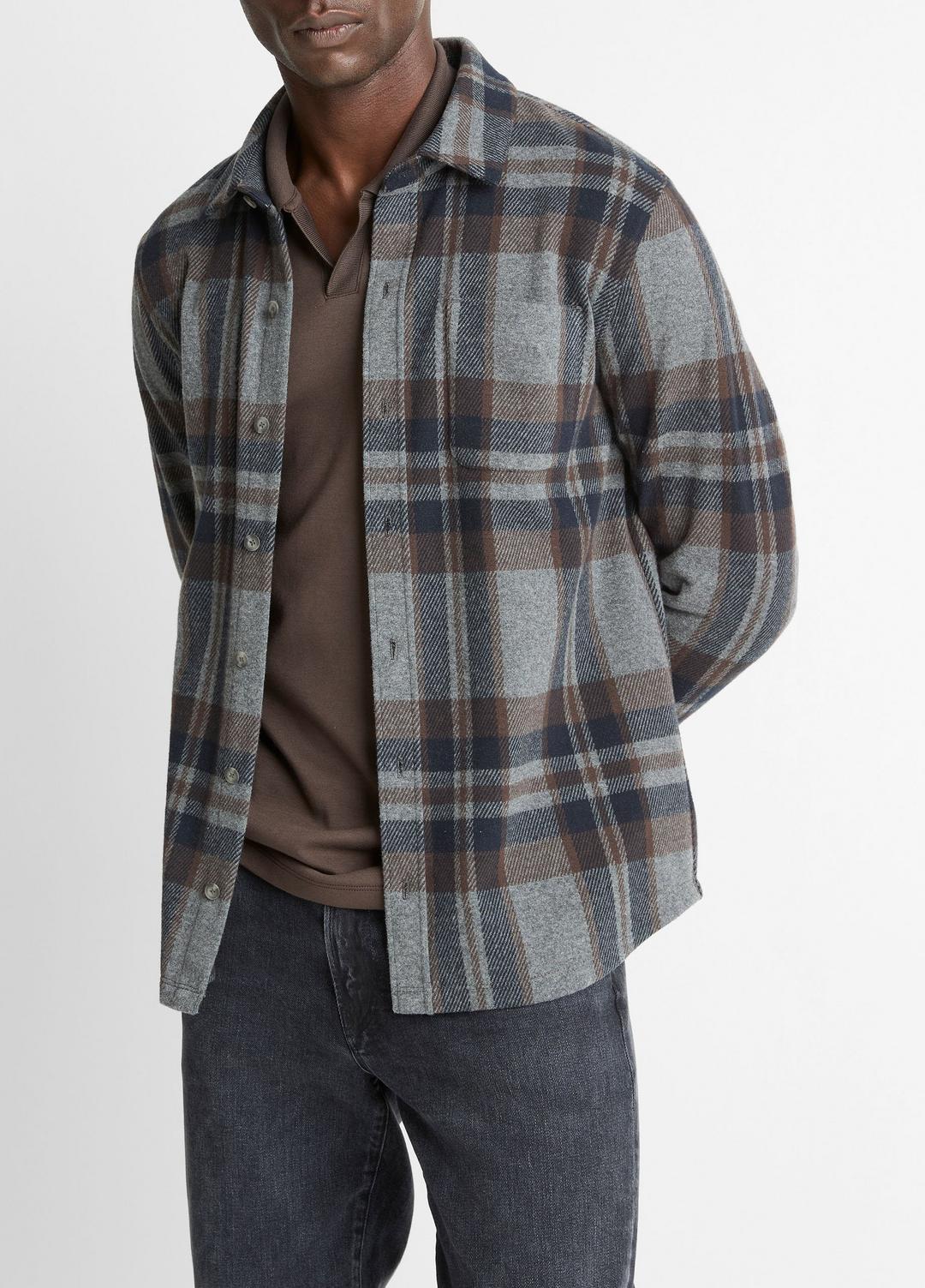 Plaid Cotton-Blend Shirt Jacket in Shirt Jackets | Vince Online