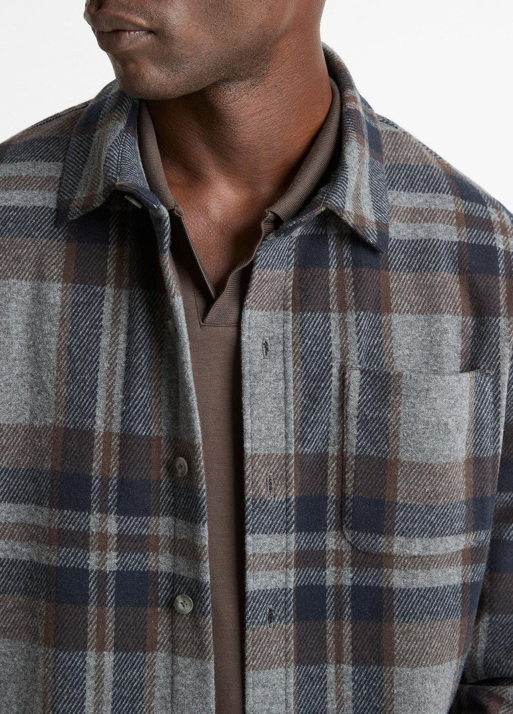 Plaid Cotton-Blend Shirt Jacket in Shirt Jackets | Vince Online